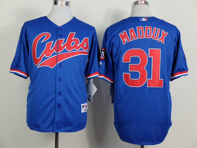 Men Chicago Cubs 31 Maddux Blue 1994 MLB Jerseys